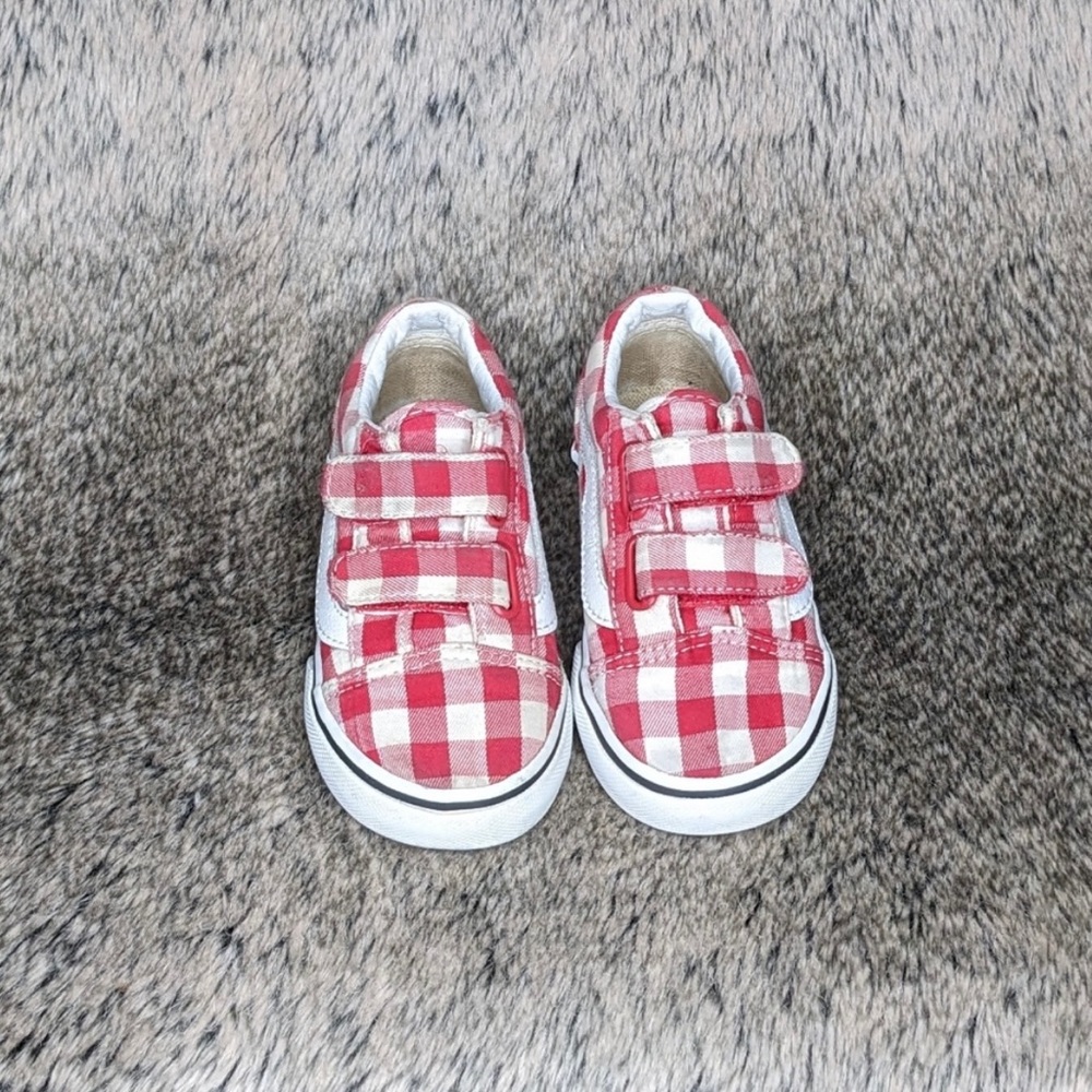 Vans Toddler Gingham Red White Old School V Sneaker